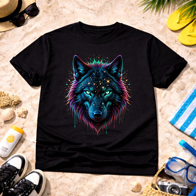 Neon Night Wolf Unisex T-Shirt