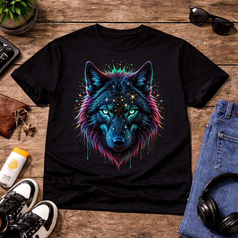 Neon Night Wolf Unisex T-Shirt